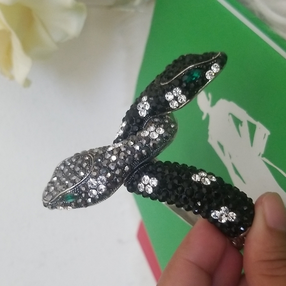 Double Headed Snake Multicolor Rhinestone Bracelet - Picture 2 of 7